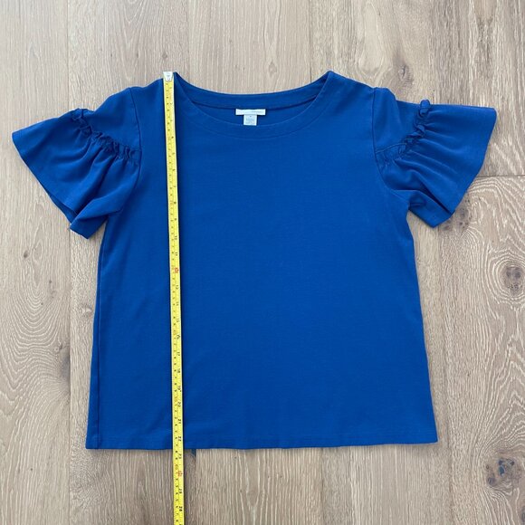 Halogen Shirt Women Medium Royal Blue Ruffle Sleeve Top Stretch HA373824MI - Picture 8 of 12